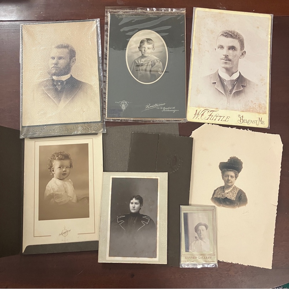 Lot of 8 Antique CDV / Cabinet Card Photos of Men, Women, & Children
